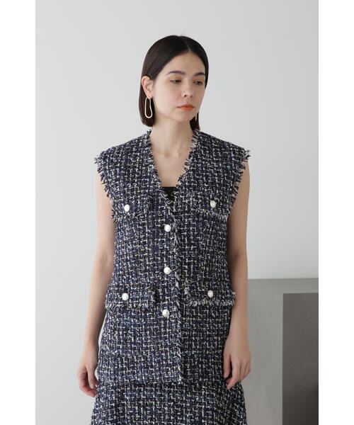 JILL STUART（ジルスチュアート）の「◆カラーツイードジレ（ベスト・レディース・ホワイト/ネイビー・SMALL/MEDIUM）」の17枚目の写真