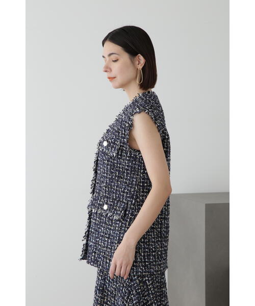 JILL STUART（ジルスチュアート）の「◆カラーツイードジレ（ベスト・レディース・ホワイト/ネイビー・SMALL/MEDIUM）」の18枚目の写真