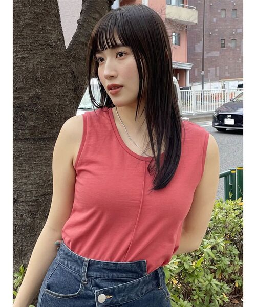 MURUA（ムルーア）の「2WAYコンパクトカットソー（タンクトップ・レディース・ホワイト/レッド/ブラック/グレー/ブルー・FREE）」の7枚目の写真