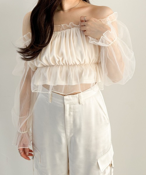 Heather（ヘザー）の「チュールオフショルブラウス　114166（シャツ/ブラウス・レディース・アイボリー/グレー/ブラック・FREE）」の21枚目の写真