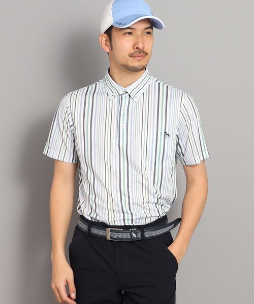 【セール】【UVカット/吸水速乾】ストライプデザイン ポケットあり 半袖ポロシャツ（ポロシャツ）｜adabat（アダバット）