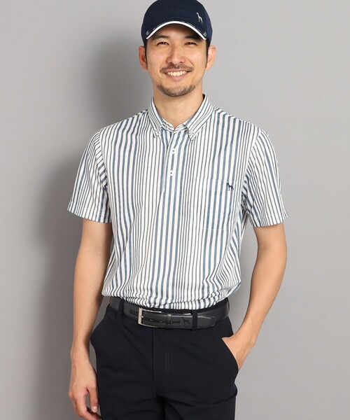【セール】【UVカット/吸水速乾】ストライプデザイン ポケットあり 半袖ポロシャツ（ポロシャツ）｜adabat（アダバット）