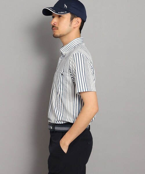 【セール】【UVカット/吸水速乾】ストライプデザイン ポケットあり 半袖ポロシャツ（ポロシャツ）｜adabat（アダバット）