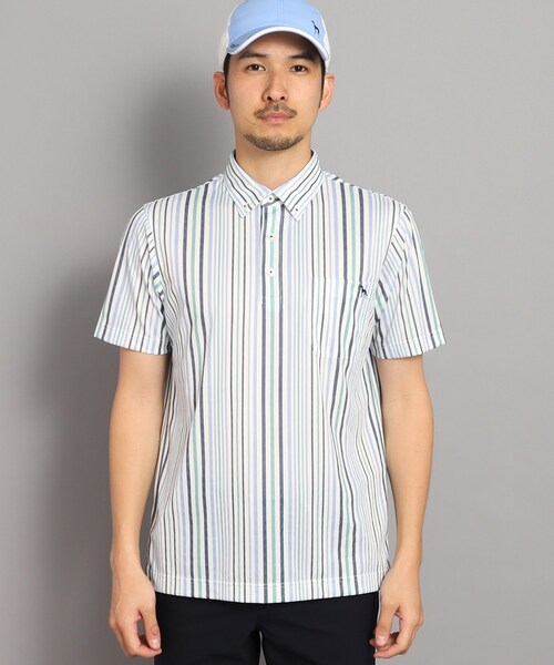 【セール】【UVカット/吸水速乾】ストライプデザイン ポケットあり 半袖ポロシャツ（ポロシャツ）｜adabat（アダバット）