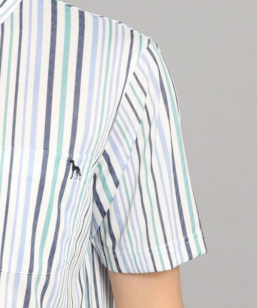 【セール】【UVカット/吸水速乾】ストライプデザイン ポケットあり 半袖ポロシャツ（ポロシャツ）｜adabat（アダバット）