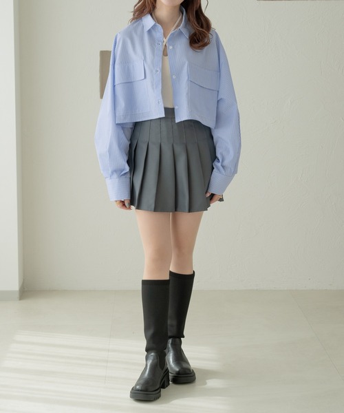 Ambre Neige(アンブルネージュ)の「ダブルポケットストライプショートシャツ/WEB/EC限定商品(シャツ/ブラウス・レディース・ライトブルー/オフホワイト/ピンク・FREE)」の12枚目の写真