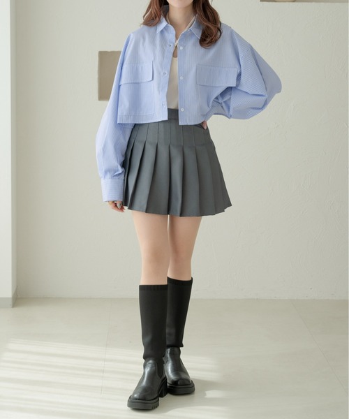 Ambre Neige(アンブルネージュ)の「ダブルポケットストライプショートシャツ/WEB/EC限定商品(シャツ/ブラウス・レディース・ライトブルー/オフホワイト/ピンク・FREE)」の13枚目の写真