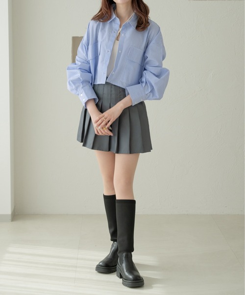 Ambre Neige(アンブルネージュ)の「ダブルポケットストライプショートシャツ/WEB/EC限定商品(シャツ/ブラウス・レディース・ライトブルー/オフホワイト/ピンク・FREE)」の14枚目の写真