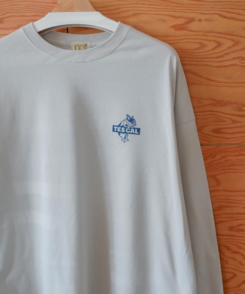 The Endless Summer(エンドレスサマー)の「【WEB / FLAG SHOP限定】TES CAL BOX LOGO LONG SLEEVE T /オーバーサイズ・ビッグシルエット・ロンT(Tシャツ/カットソー・メンズ・サンドベージュ/ラベンダー/ライトグレー/レッド/グリーン/ブルー・SMALL/MEDIUM/LARGE/X-LARGE)」の1枚目の写真