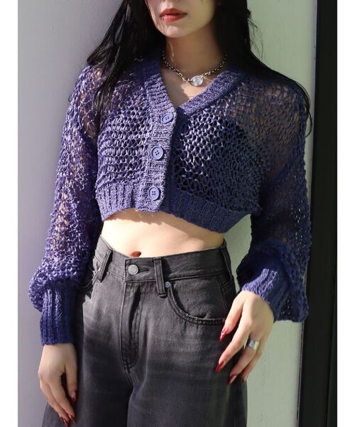 EVRIS（エヴリス）の「スカシショートカーディガン（カーディガン/ボレロ・レディース・ホワイト/ブラック/ブルー・FREE）」の3枚目の写真