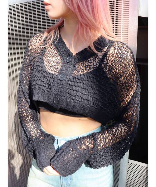 EVRIS（エヴリス）の「スカシショートカーディガン（カーディガン/ボレロ・レディース・ホワイト/ブラック/ブルー・FREE）」の12枚目の写真