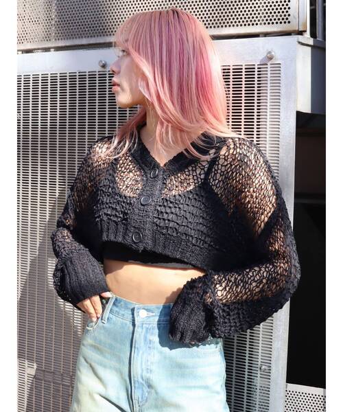 EVRIS（エヴリス）の「スカシショートカーディガン（カーディガン/ボレロ・レディース・ホワイト/ブラック/ブルー・FREE）」の14枚目の写真