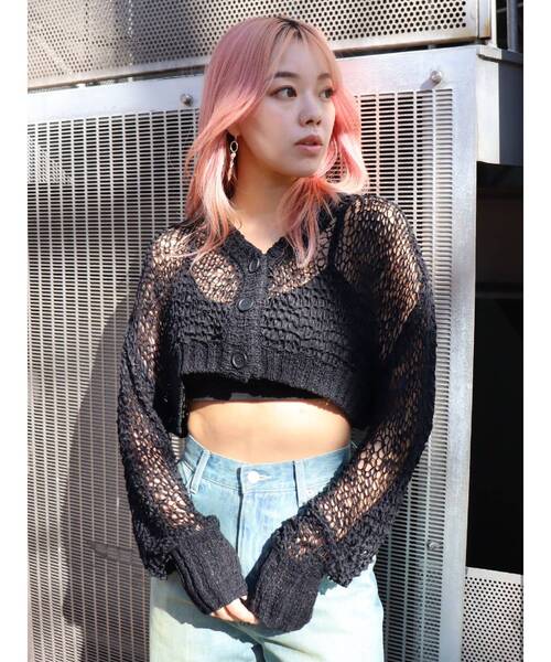 EVRIS（エヴリス）の「スカシショートカーディガン（カーディガン/ボレロ・レディース・ホワイト/ブラック/ブルー・FREE）」の15枚目の写真