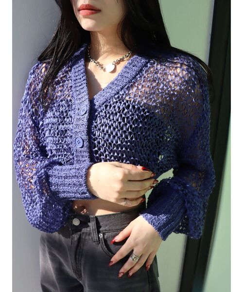 EVRIS（エヴリス）の「スカシショートカーディガン（カーディガン/ボレロ・レディース・ホワイト/ブラック/ブルー・FREE）」の19枚目の写真