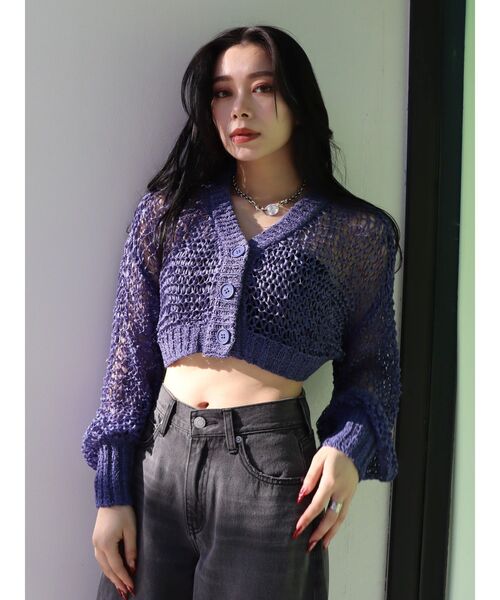 EVRIS（エヴリス）の「スカシショートカーディガン（カーディガン/ボレロ・レディース・ホワイト/ブラック/ブルー・FREE）」の21枚目の写真