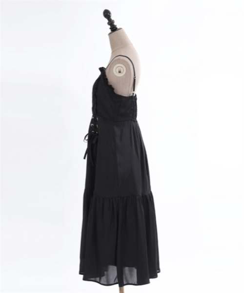axes femme poetique フリルデザインキャミワンピース ブラック フリルデザインキャミワンピース｜アクシーズファムの通販