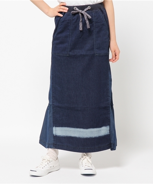 AS KNOW AS de base(アズノゥアズドゥバズ)の「(DE0741)止まれ!のSK(スカート・レディース・インディゴブルー/ブラック・FREE)」の2枚目の写真