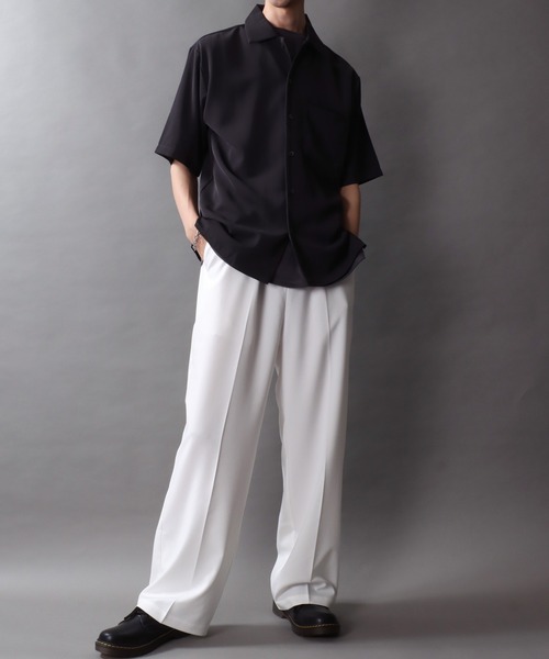 SITRY(シトリー)の「Twill Fabric Drape Shirt/別注 2WAY ドレープ オープンカラー 半袖シャツ レディース メンズ(シャツ/ブラウス・メンズ・チャコール/モカ/ホワイト/ブラック・M/L/LL)」の19枚目の写真