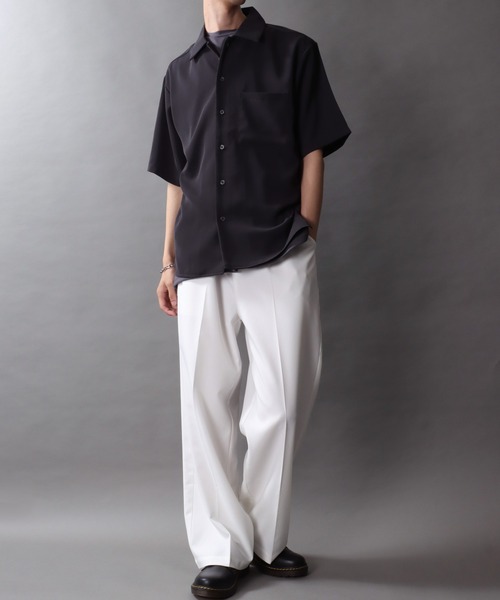 SITRY(シトリー)の「Twill Fabric Drape Shirt/別注 2WAY ドレープ オープンカラー 半袖シャツ レディース メンズ(シャツ/ブラウス・メンズ・チャコール/モカ/ホワイト/ブラック・M/L/LL)」の20枚目の写真