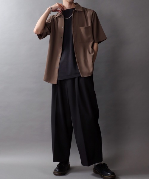 SITRY(シトリー)の「Twill Fabric Drape Shirt/別注 2WAY ドレープ オープンカラー 半袖シャツ レディース メンズ(シャツ/ブラウス・メンズ・チャコール/モカ/ホワイト/ブラック・M/L/LL)」の22枚目の写真