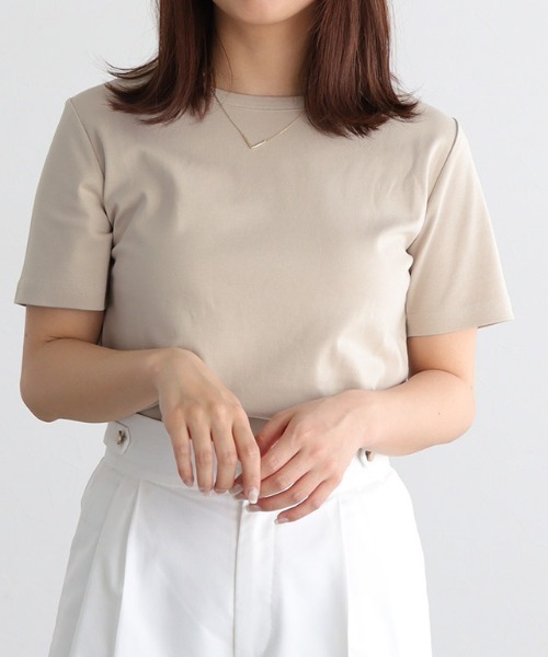 Pierrot(ピエロ)の「シンプルTシャツ(Tシャツ/カットソー・レディース・ライトベージュ/ブラック/ネイビー/オフホワイト/チャコール・S/M/L)」の10枚目の写真