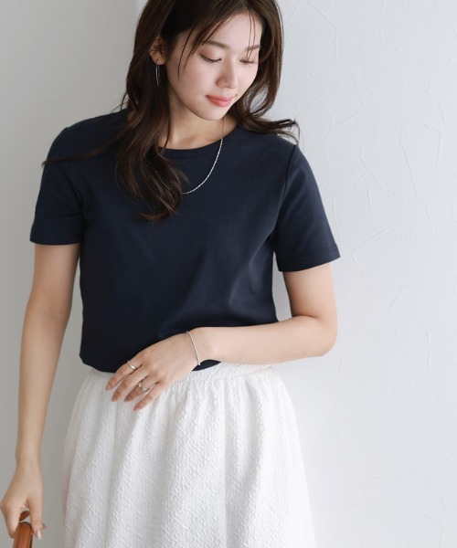 Pierrot(ピエロ)の「シンプルTシャツ(Tシャツ/カットソー・レディース・ライトベージュ/ブラック/ネイビー/オフホワイト/チャコール・S/M/L)」の14枚目の写真