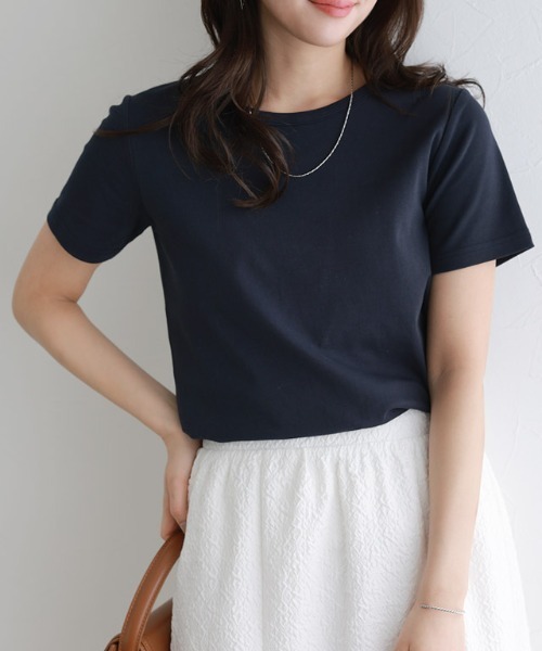 Pierrot(ピエロ)の「シンプルTシャツ(Tシャツ/カットソー・レディース・ライトベージュ/ブラック/ネイビー/オフホワイト/チャコール・S/M/L)」の15枚目の写真