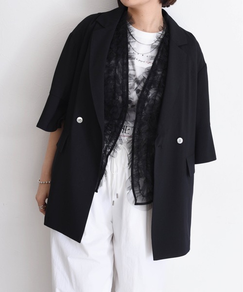 美品　Eimee Law エイミーロウ　アシメフリルコクーンジレ　黒　ブラック Eimee Law ベスト ジレ アーチフリル シアージレ レディース