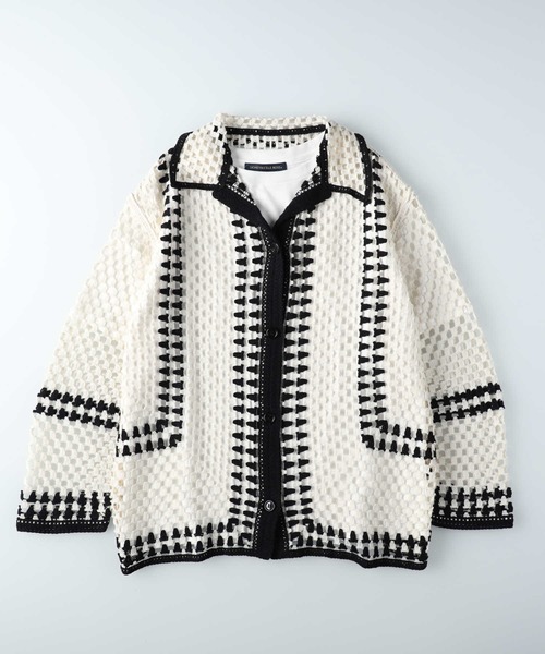 HONEYSUCKLE ROSE(ハニーサックルローズ)の「【HONEYSUCKLE ROSE】カギ針編み風カーデレイヤード(アンサンブル・レディース・ブラック/ホワイト・M/L/XL)」の3枚目の写真