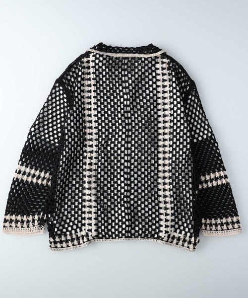 HONEYSUCKLE ROSE(ハニーサックルローズ)の「【HONEYSUCKLE ROSE】カギ針編み風カーデレイヤード(アンサンブル・レディース・ブラック/ホワイト・M/L/XL)」の5枚目の写真