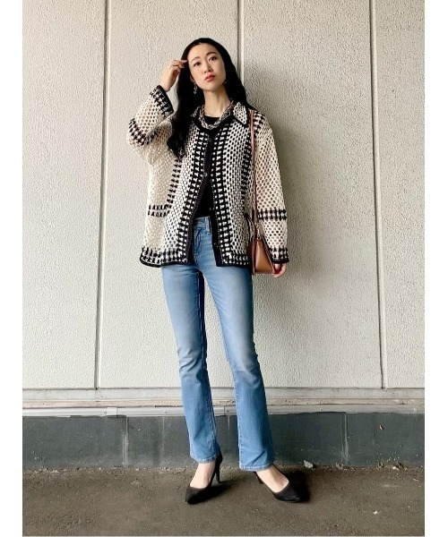 HONEYSUCKLE ROSE(ハニーサックルローズ)の「【HONEYSUCKLE ROSE】カギ針編み風カーデレイヤード(アンサンブル・レディース・ブラック/ホワイト・M/L/XL)」の16枚目の写真