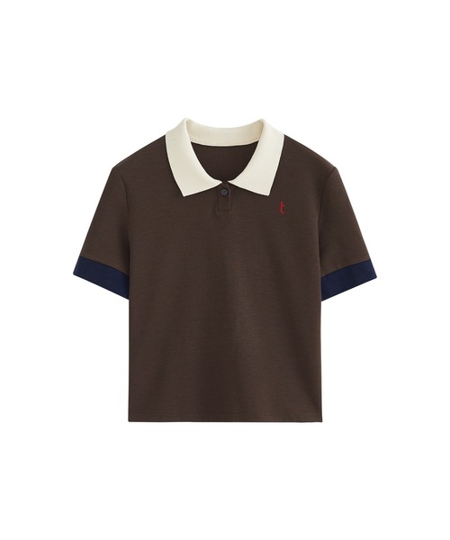 tageechita（タジチタ）の「【tageechita】ショート丈カラーブロックTシャツ/ポロシャツ（Tシャツ/カットソー・レディース・ベージュ/ブラウン・S/M/L）」の8枚目の写真