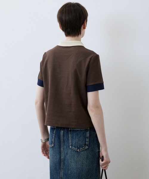 tageechita（タジチタ）の「【tageechita】ショート丈カラーブロックTシャツ/ポロシャツ（Tシャツ/カットソー・レディース・ベージュ/ブラウン・S/M/L）」の14枚目の写真