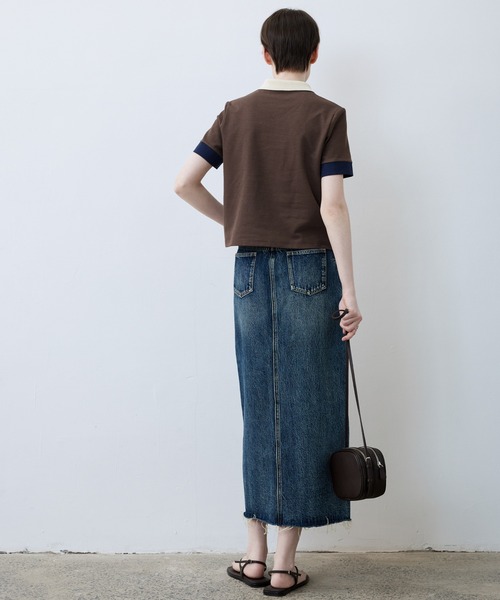 tageechita（タジチタ）の「【tageechita】ショート丈カラーブロックTシャツ/ポロシャツ（Tシャツ/カットソー・レディース・ベージュ/ブラウン・S/M/L）」の10枚目の写真