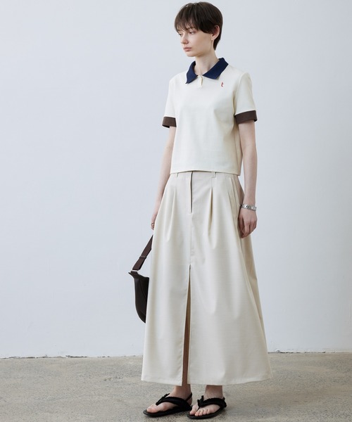 tageechita（タジチタ）の「【tageechita】ショート丈カラーブロックTシャツ/ポロシャツ（Tシャツ/カットソー・レディース・ベージュ/ブラウン・S/M/L）」の20枚目の写真