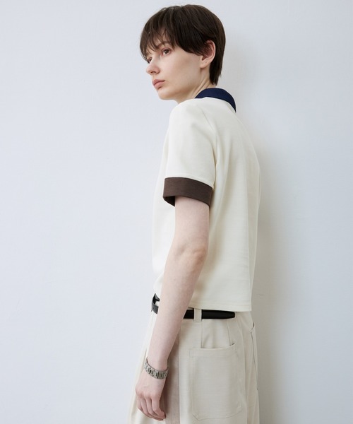 tageechita（タジチタ）の「【tageechita】ショート丈カラーブロックTシャツ/ポロシャツ（Tシャツ/カットソー・レディース・ベージュ/ブラウン・S/M/L）」の22枚目の写真