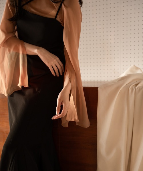 mideal（マイディール）の「sheer flare blouse / シアーフレアブラウス（シャツ/ブラウス・レディース・オレンジ/ブルーグレー/ライトベージュ・FREE）」の5枚目の写真