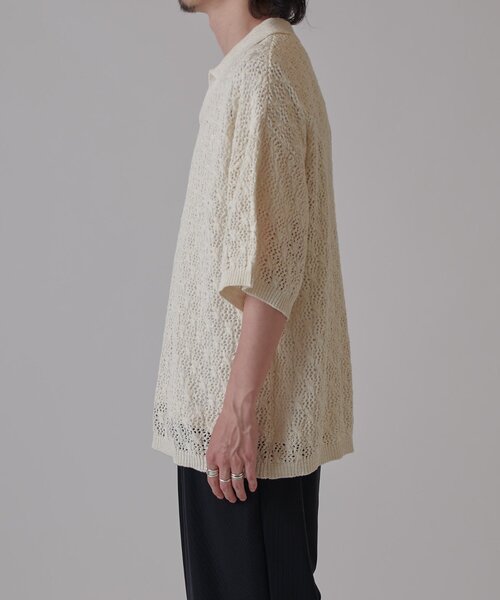 Lui's（ルイス）の「透かし編みスキッパースラブニット（ニット/セーター・メンズ・オフホワイト/ブルー/ブラック・S/M）」の11枚目の写真