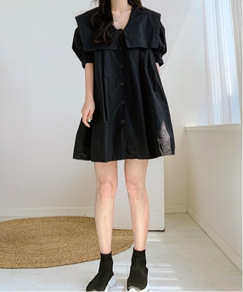 gossip!ロサンゼルス(ゴシップロサンゼルス)の「パフスリーブ ドミニ丈ワンピース(ワンピース・レディース・ブラック/チェック/ホワイト・FREE)」の15枚目の写真