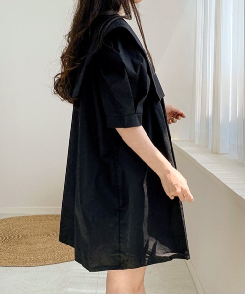 gossip!ロサンゼルス(ゴシップロサンゼルス)の「パフスリーブ ドミニ丈ワンピース(ワンピース・レディース・ブラック/チェック/ホワイト・FREE)」の16枚目の写真