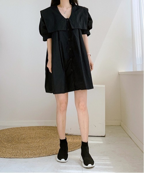 gossip!ロサンゼルス(ゴシップロサンゼルス)の「パフスリーブ ドミニ丈ワンピース(ワンピース・レディース・ブラック/チェック/ホワイト・FREE)」の19枚目の写真