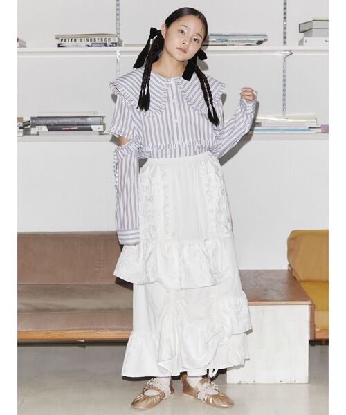 merry jenny(メリージェニー)の「flowerジャカートドロストスカート(スカート・レディース・ブラック/オフホワイト・FREE)」の7枚目の写真