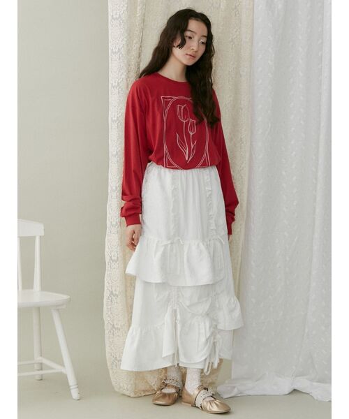 merry jenny(メリージェニー)の「flowerジャカートドロストスカート(スカート・レディース・ブラック/オフホワイト・FREE)」の17枚目の写真