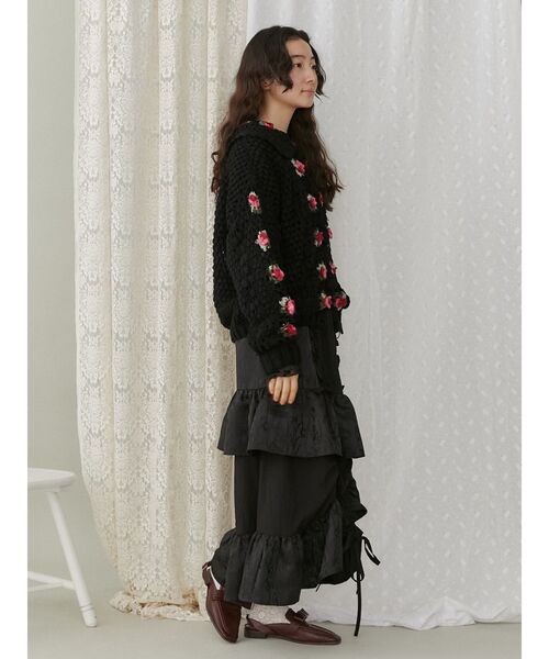 merry jenny(メリージェニー)の「flowerジャカートドロストスカート(スカート・レディース・ブラック/オフホワイト・FREE)」の19枚目の写真