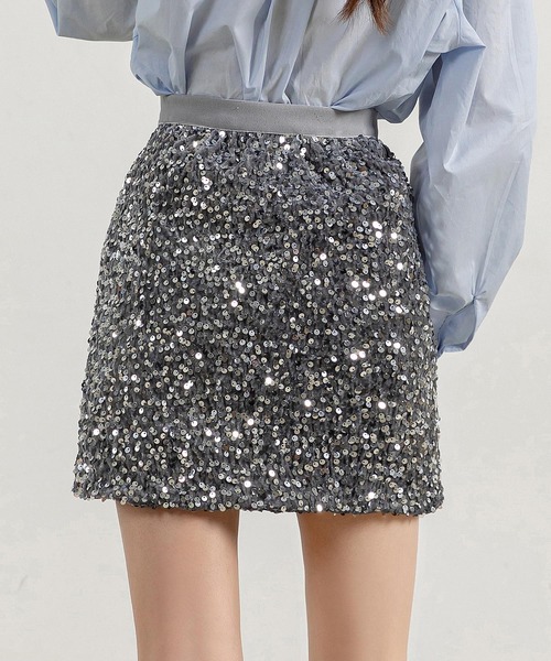 DAY CLOSET(デイ クローゼット)の「レディース スパンコールAラインミニスカート(スカート・レディース・グレー/ブラック・FREE)」の12枚目の写真