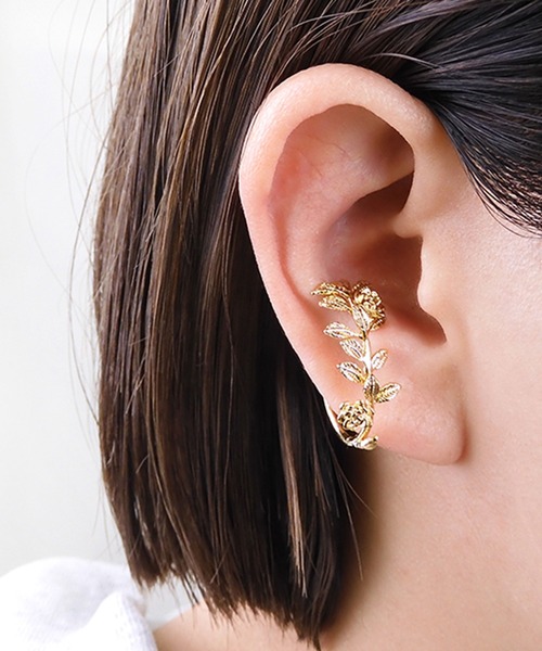 Zoule（ゾーラ）の「Zoule ゾーラ：rose ivy　イヤーカフ　両耳イヤカフ　イヤリング（セットイヤーカフ）（イヤーカフ・レディース・ゴールド/シルバー・FREE）」の10枚目の写真