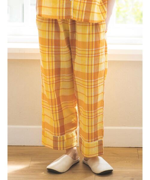 Et grenier by Samansa Mos2（エグルニエバイサマンサモスモス）の「マドラスチェックストレートパンツ（ルームウェア/パジャマ・レディース・ブルー/ピンク/イエロー・F）」の3枚目の写真