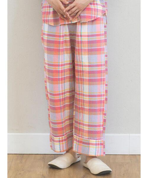 Et grenier by Samansa Mos2（エグルニエバイサマンサモスモス）の「マドラスチェックストレートパンツ（ルームウェア/パジャマ・レディース・ブルー/ピンク/イエロー・F）」の5枚目の写真