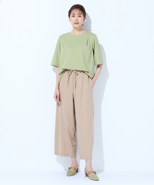 Petit Honfleur(プチオンフルール)の「【接触冷感】フレアスリーブブラウス(Tシャツ/カットソー・レディース・サックスブルー/グリーン・M/L)」の3枚目の写真