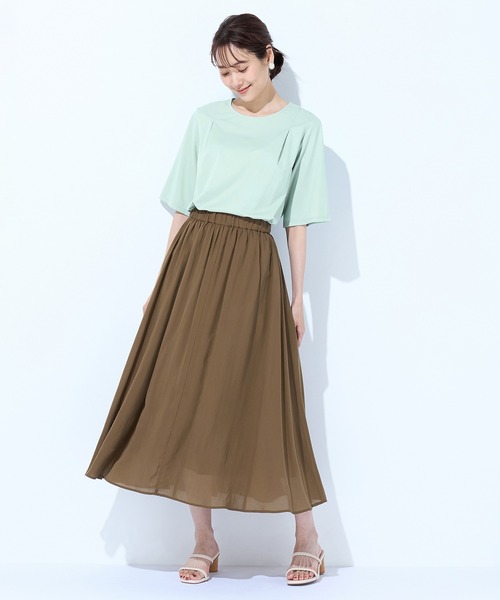 Petit Honfleur(プチオンフルール)の「【接触冷感】フレアスリーブブラウス(Tシャツ/カットソー・レディース・サックスブルー/グリーン・M/L)」の12枚目の写真